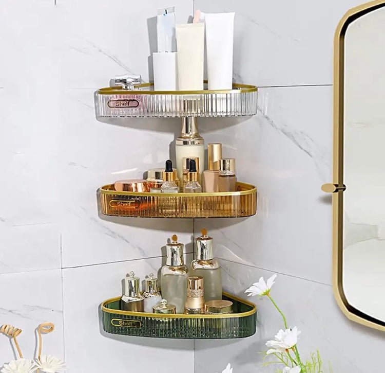 Triangle Bathroom Corner Storage Rack in abs plastic, product photograph